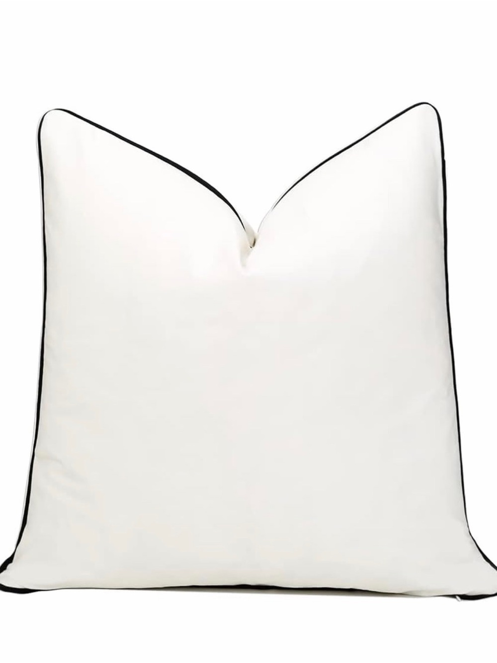 Luxury 22x22 Inch White and Black Throw Pillow Cover - with Contrast Piping